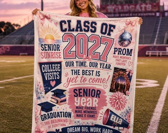 Class of 2027 Sherpa  or Velveteen Fleece Blanket — Senior Year Celebration Throw