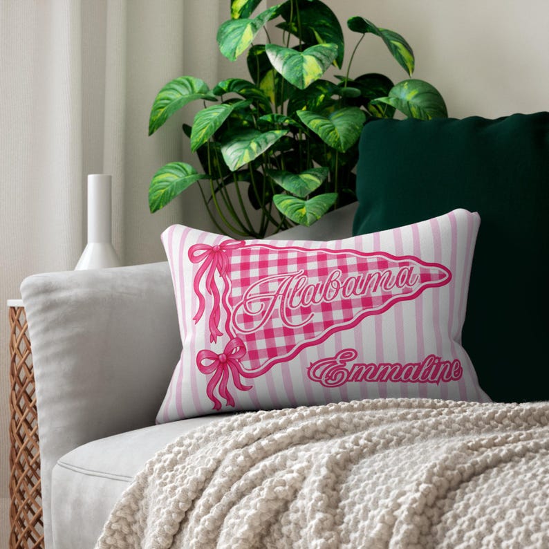Personalized Sorority House or Dorm Room Pillow, Preppy College School Colors Custom Name Pillow, Roommate Present, Personalized gift image 6