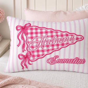 Personalized Sorority House or Dorm Room Pillow, Preppy College School Colors Custom Name Pillow, Roommate Present, Personalized gift image 4