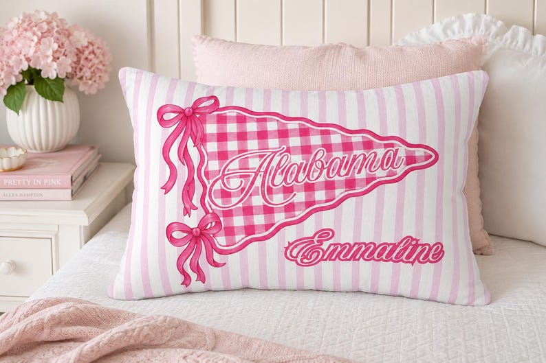 Personalized Sorority House or Dorm Room Pillow, Preppy College School Colors Custom Name Pillow, Roommate Present, Personalized gift image 4