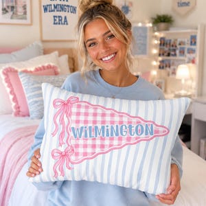 Personalized Sorority House or Dorm Room Pillow, Preppy College School Colors Custom Name Pillow, Roommate Present, Personalized gift image 1