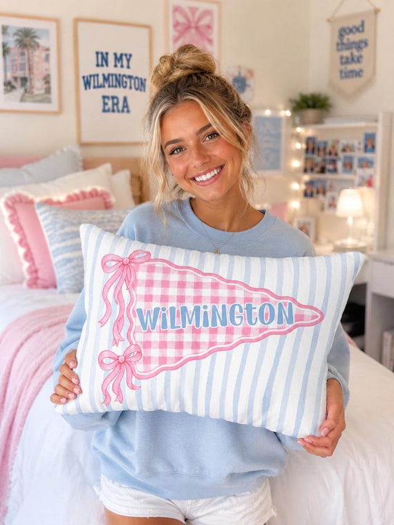 Personalized Sorority House or Dorm Room Pillow, Preppy College School Colors Custom Name Pillow, Roommate Present, Personalized gift