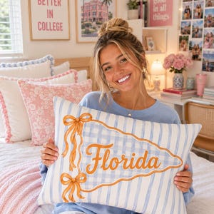 Personalized Sorority House or Dorm Room Pillow, Preppy College School Colors Custom Name Pillow, Roommate Present, Personalized gift image 3