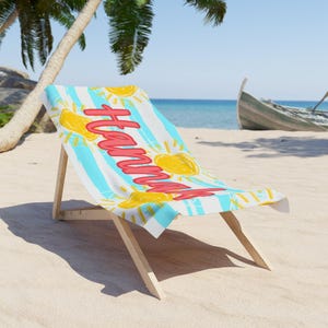 Personalized Beach Towel for Kids  Sporty or Girly Designs with Custom Name Cute Summer Gift for Pool, Beach, or Camp