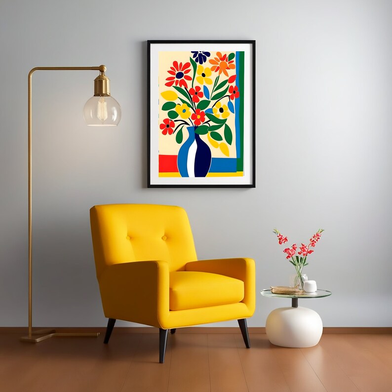 Matisse Style Wall Art, Poster, Flower Vase, Henri Matisse Print