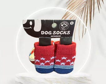 Small Winter socks for Your Male/Female Dog/Cat (Pet) - Red