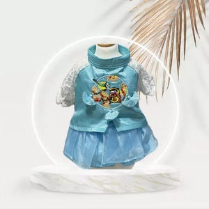 Vestidos tradicionais vietnamitas ou Ao Dai para sua cadela/gata (animal de estimação) azul