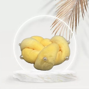 Yellow Traditional Vietnamese Twisted with pearls Headpiece or Khan Dong Ao Dai for Your Male/Female Dog/Cat (Pet)