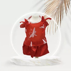 Vestidos tradicionais vietnamitas ou Ao Dai para sua cadela/gata (animal de estimação) - Vermelho