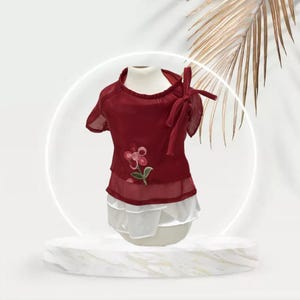 Vestidos tradicionais vietnamitas ou Ao Dai para sua cadela/gata (animal de estimação) - Vermelho