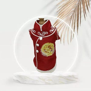 Vestidos tradicionais vietnamitas ou Ao Dai ou Cheongsam para seu cão/gato macho (animal de estimação) - Vermelho