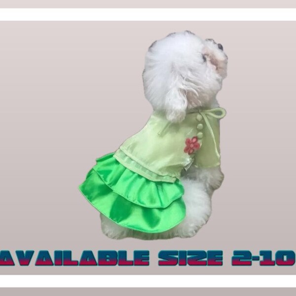 Traditional Vietnamese Dresses or Ao Dai for Your Female Dog/Cat (Pet) Light Green