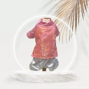 Vestidos tradicionais vietnamitas ou Ao Dai para seu cão/gato macho/fêmea (animal de estimação) rosa com calças brancas