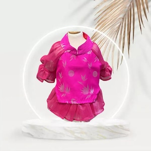 Vestidos tradicionais vietnamitas ou Ao Dai para sua cadela/gata (animal de estimação) - rosa