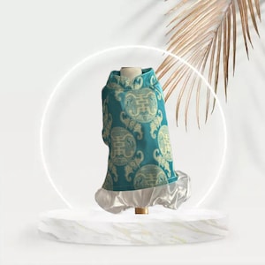 Vestidos tradicionais vietnamitas ou Ao Dai para seu cão/gato macho e fêmea (animal de estimação) - Verde com calças brancas