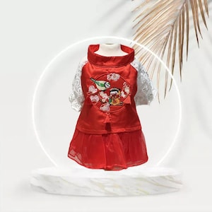 Vestidos tradicionais vietnamitas ou Ao Dai para sua cadela/gata (animal de estimação) - Vermelho