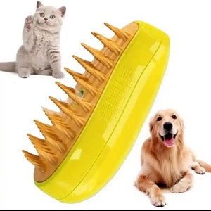 Steamy Dog Brush Electric Spray Cat Hair Brush 4 in1 Dog Steamer Brush for Massage Pet Grooming Removing Tangled and Loose Hair