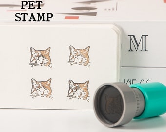 Custom Pet Stamp Self Inking,Customized Cat & Dog Portrait Inked Stamp,Personalized Animal Stamps,Gifts For Pet Lover,Pet Memorial Gift