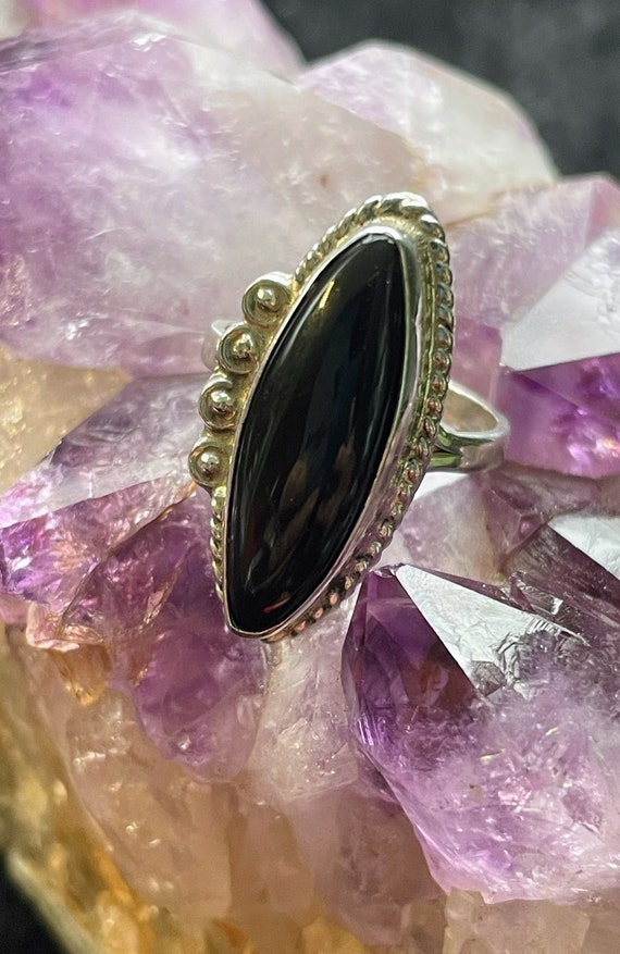 Sterling silver and Onyx long ring