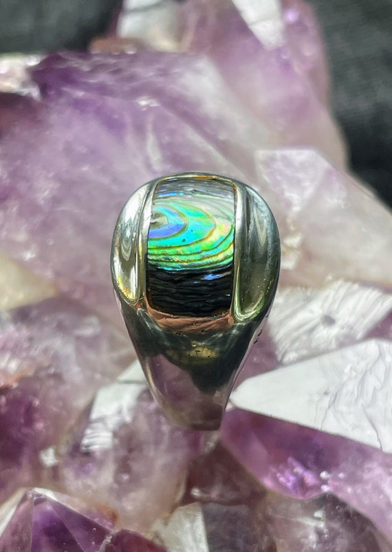 Gorgeous abalone and silver ring