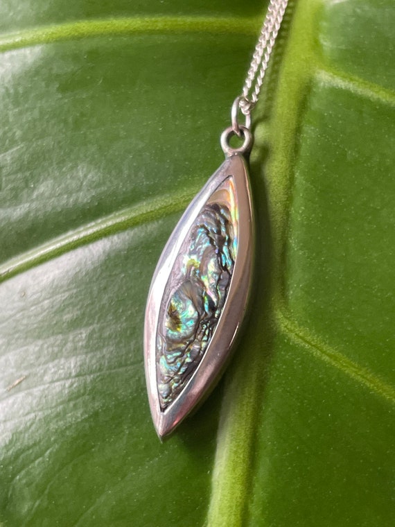 Silver and abalone necklace