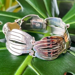 Vintage Taxco Modernist Sterling Silver six panel bracelet
