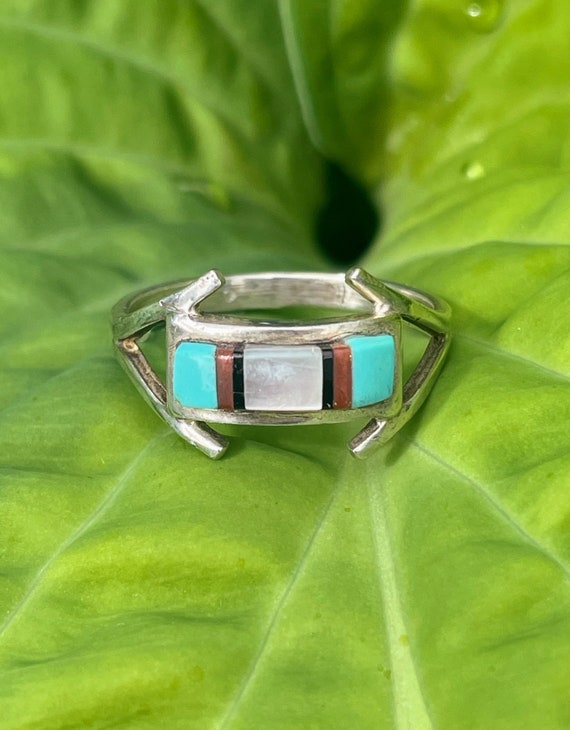 Vintage Zuni Multi Stone Channel Inlay Ring