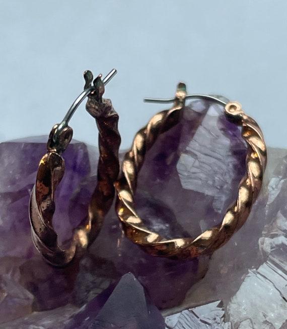 Solid Copper Twisted Hoop Earrings - image 4