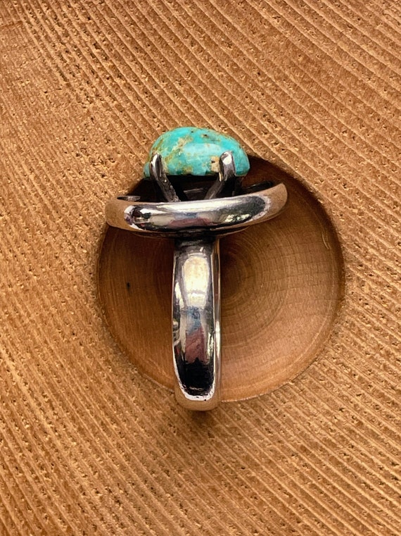 Sterling Silver and Turquoise Cabochon Modernist … - image 7