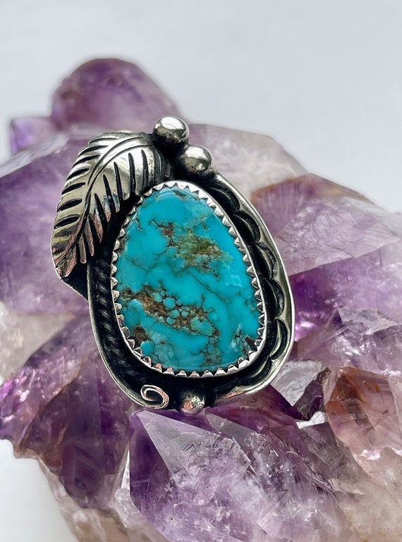 Navajo Robert Kelly Turquoise Nugget Ring 925 Ster