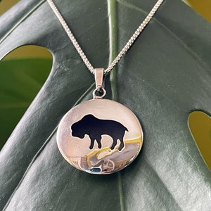 Sterling silver shadowbox Buffalo Pendant