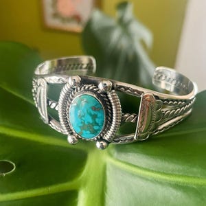 Vintage Navajo Turquoise and Sterling Silver Cuff Bracelet