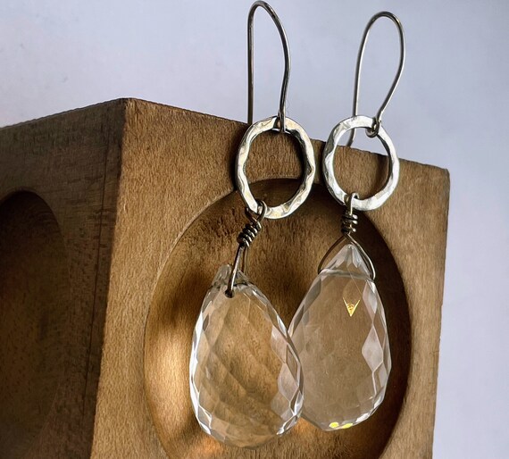 Faceted quartz, and 925 sterling silver earrings - image 4