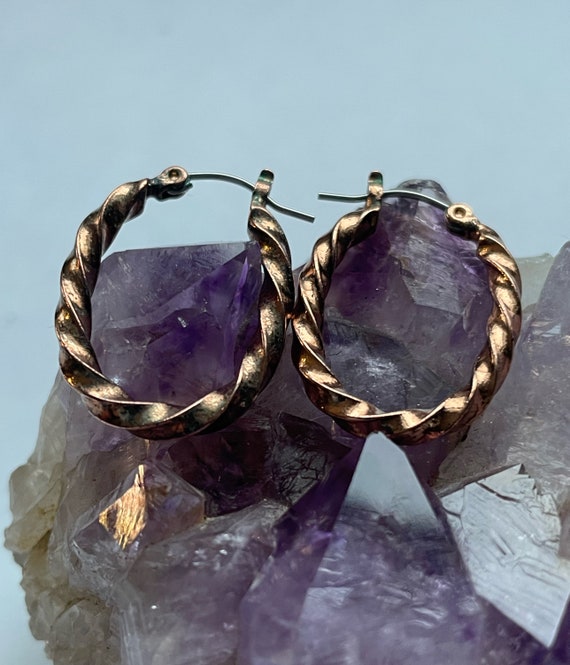 Solid Copper Twisted Hoop Earrings - image 2