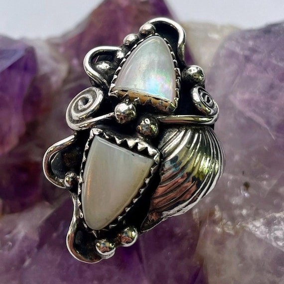 超希少!VINTAGE NAVAJO 1930's MOTHER OF PEARL STERLING SILVER