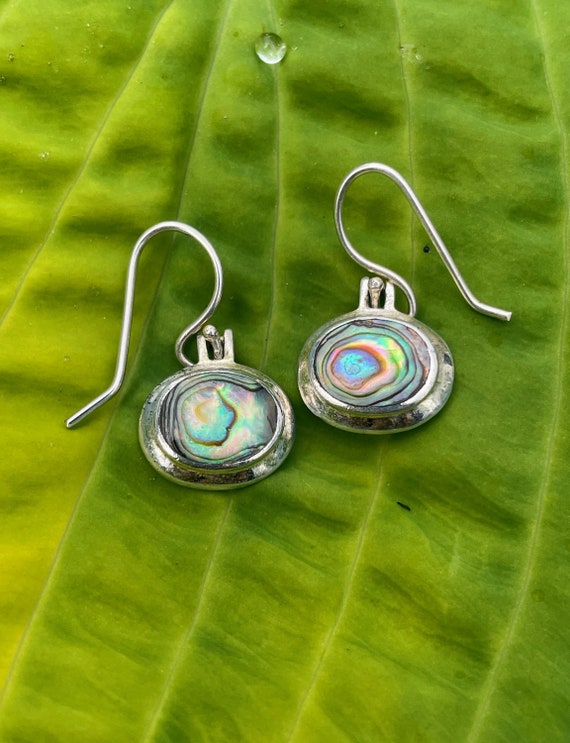 Abalone and Sterling Silver Oval Dangle Earrings - image 5