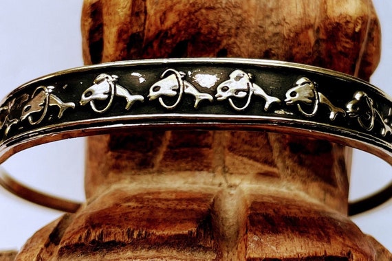 Vintage Taxco Dolphins Jumping Through Hoops, Hinged Tension