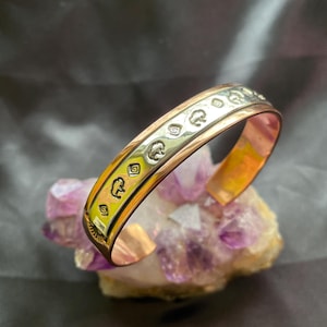 Navajo Copper &  Buffalo Stamped Sterling Silver Cuff Bracelet by Charlene and Robert Little