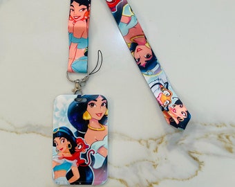 Jasmine Princess Character Lanyard Keychain with ID Holder