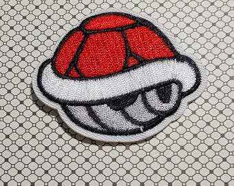 Super Mario Red Turtle Shell 2.3" Wide Iron-on/Sew-on Embroidered Patch