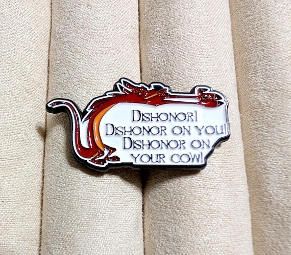 Mulan Movie Mishu Dragon Quote 1.4 Inch Wide Metal Enamel Pin
