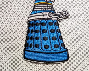 Doctor Who Blue Dalek 3" Tall Iron-on/Sew-on Embroidered Patch