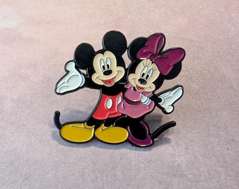 Mickey and Minnie Mouse 1.25" Tall Metal Enamel Pin