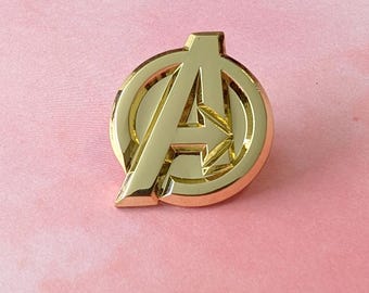 Avengers Goldtone Logo 1.25" Tall Metal Enamel Pin