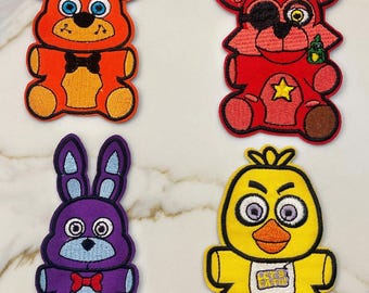 Five Nights at Freddy's Set of 4 Characters 3.97" Tall Embroidered Patches