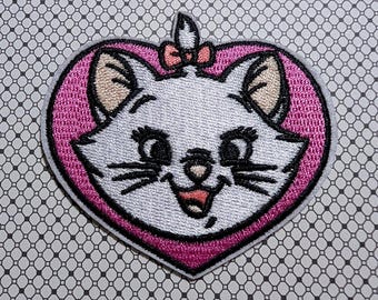 Aristocats Marie in Pink Heart 3" Tall Embroidered Iron-on/Sew-on Patch