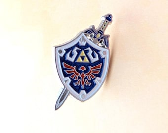 Legend of Zelda Hylian Shield 1.5" Tall Metal Enamel Pin