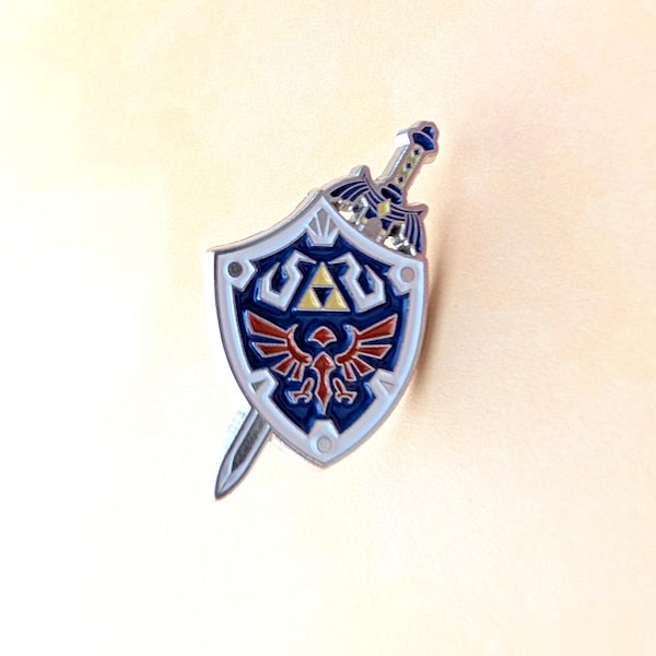 Legend of Zelda Hylian Shield 1.5" Tall Metal Enamel Pin