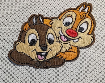 Chip and Dale 3.5" Wide Embroidered Iron-on/Sew-on Patch