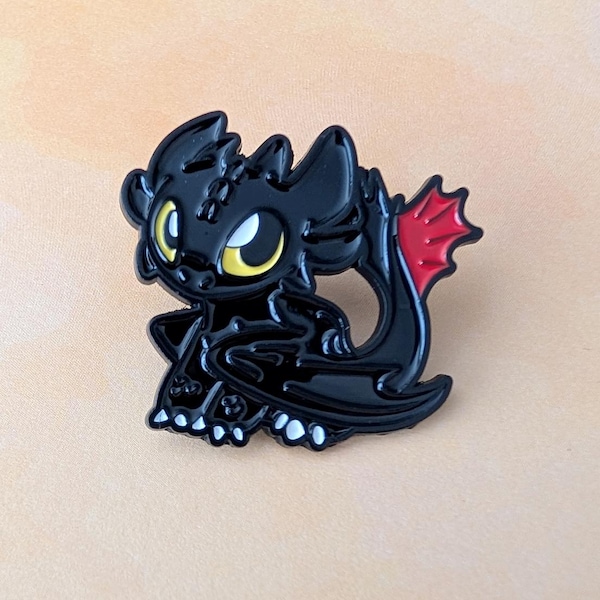 Toothless Dragon 1.3" Wide Metal Enamel Pin